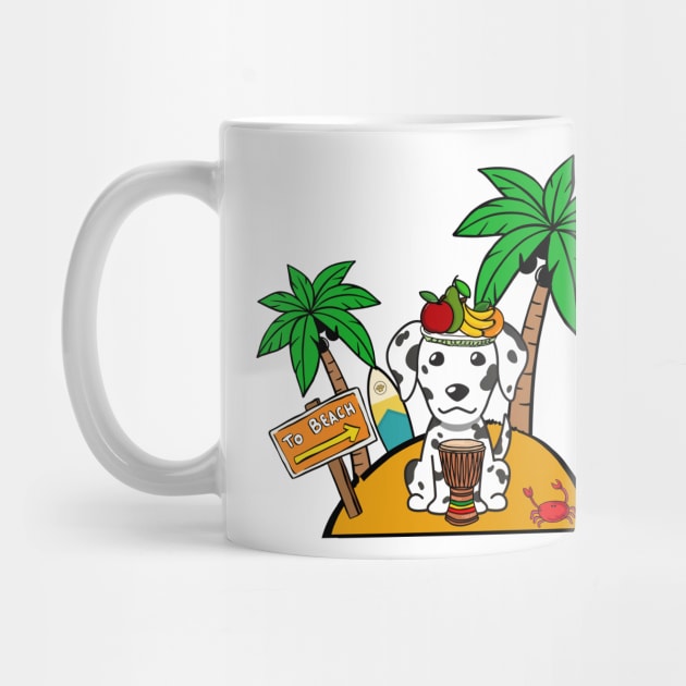 Funny dalmatian is on a deserted island by Pet Station